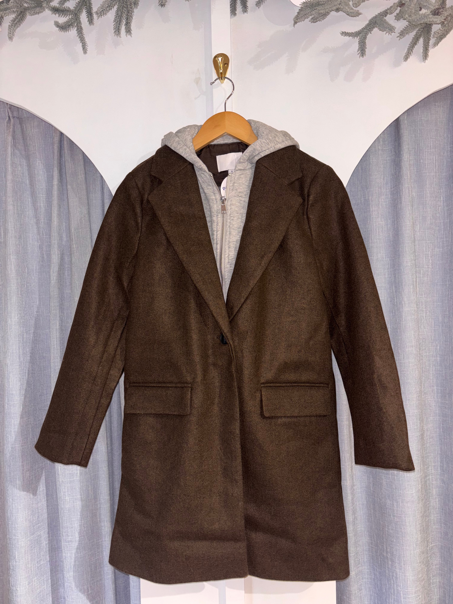 Wool Hooded Contrast Jacket