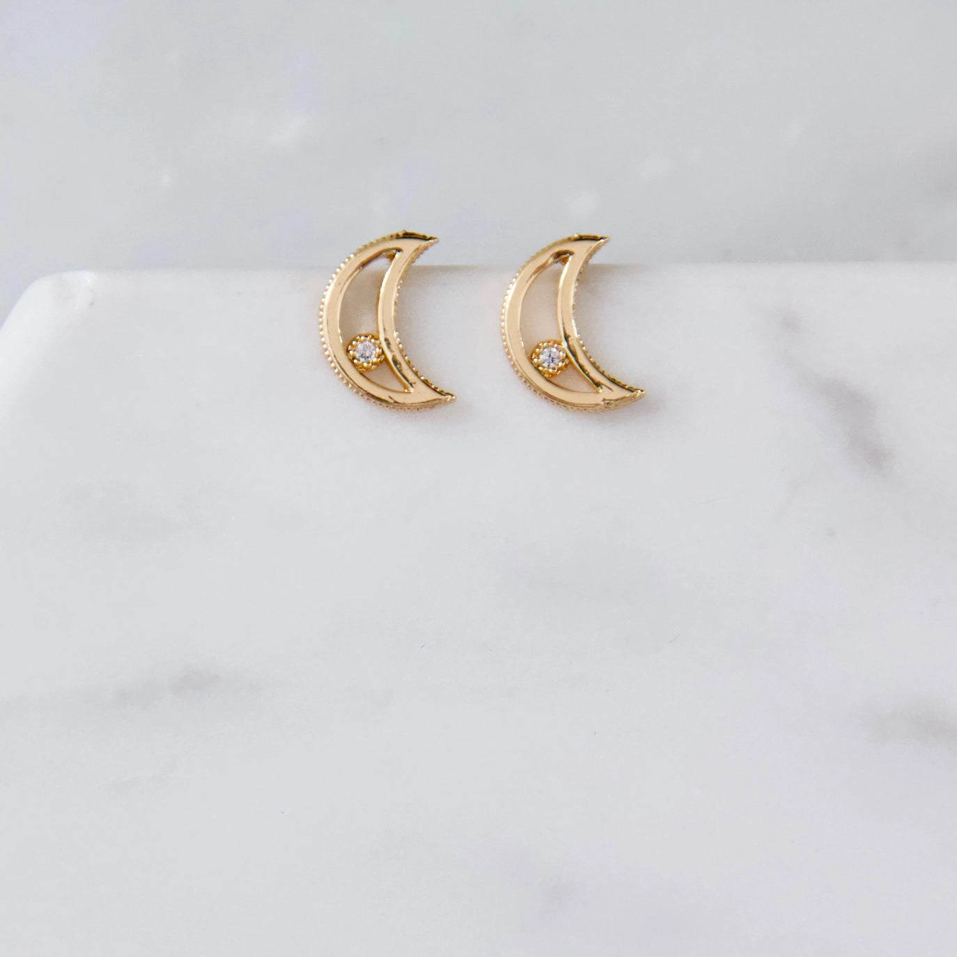 Zircon Moon Earring