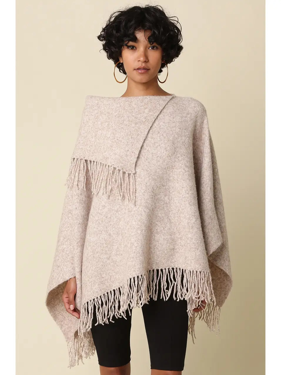 Felicia Fringe Knit Poncho