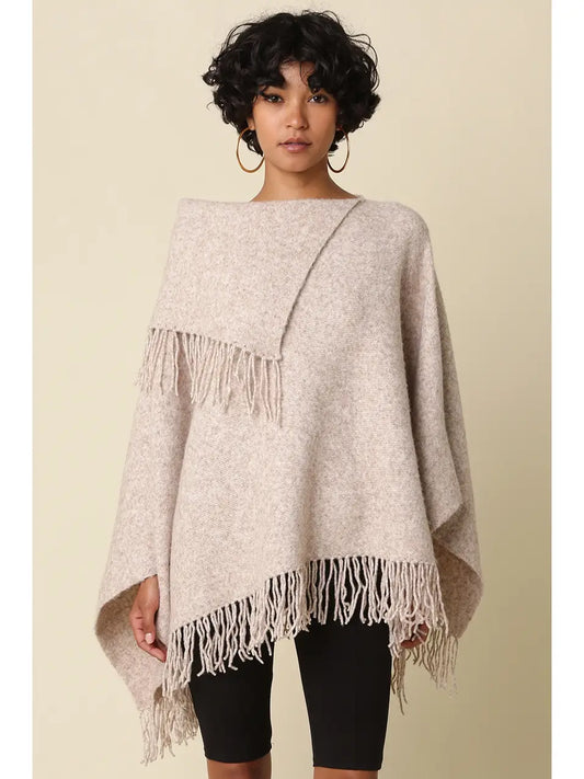 Felicia Fringe Knit Poncho