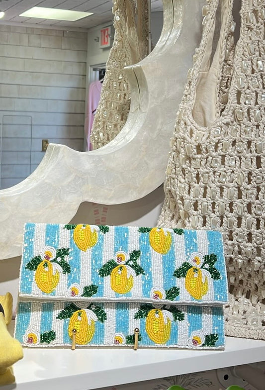 Lemon Drop Beaded Clutch