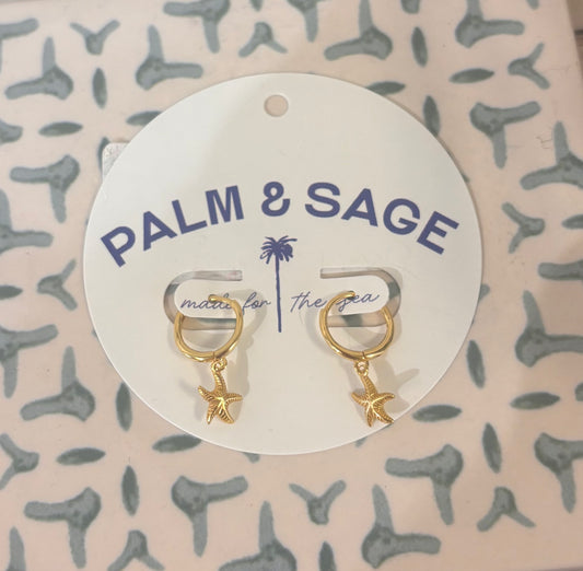 Starfish Drop Hoop Earring