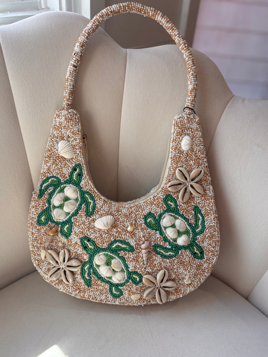 Turtled Beaded Hobo Bag