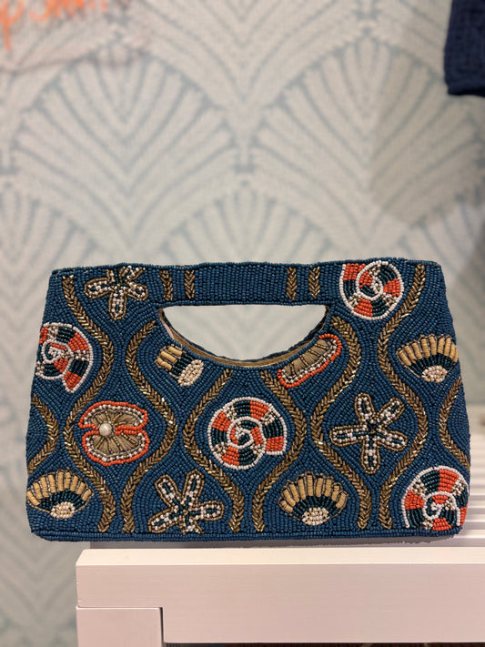 Midnight Shore Beaded Clutch
