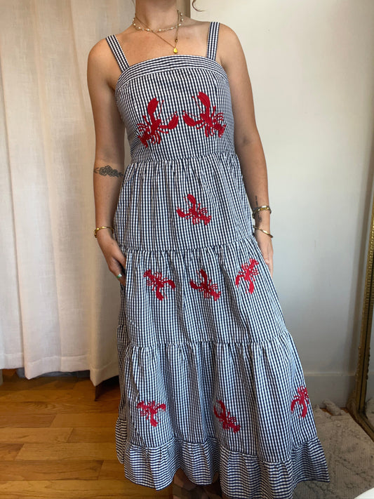 Gingham Lobster Maxi Dress