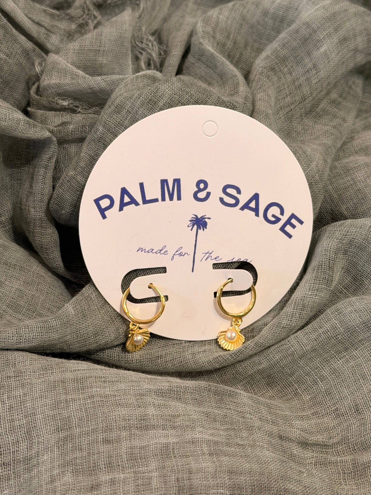 Seashell Drop Hoop Earring