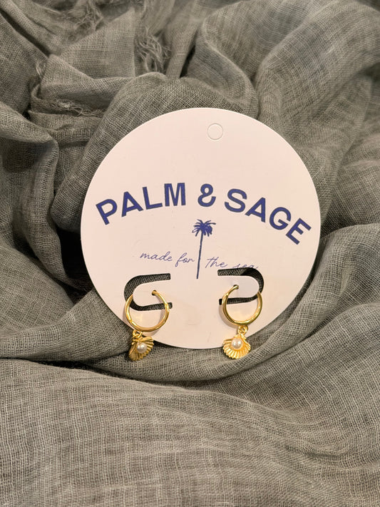 Seashell Drop Hoop Earring