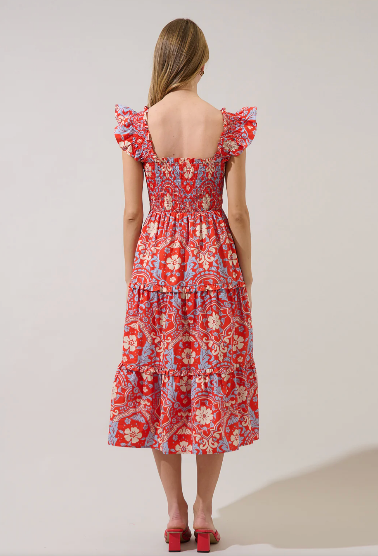 Red Magnolia Midi Dress