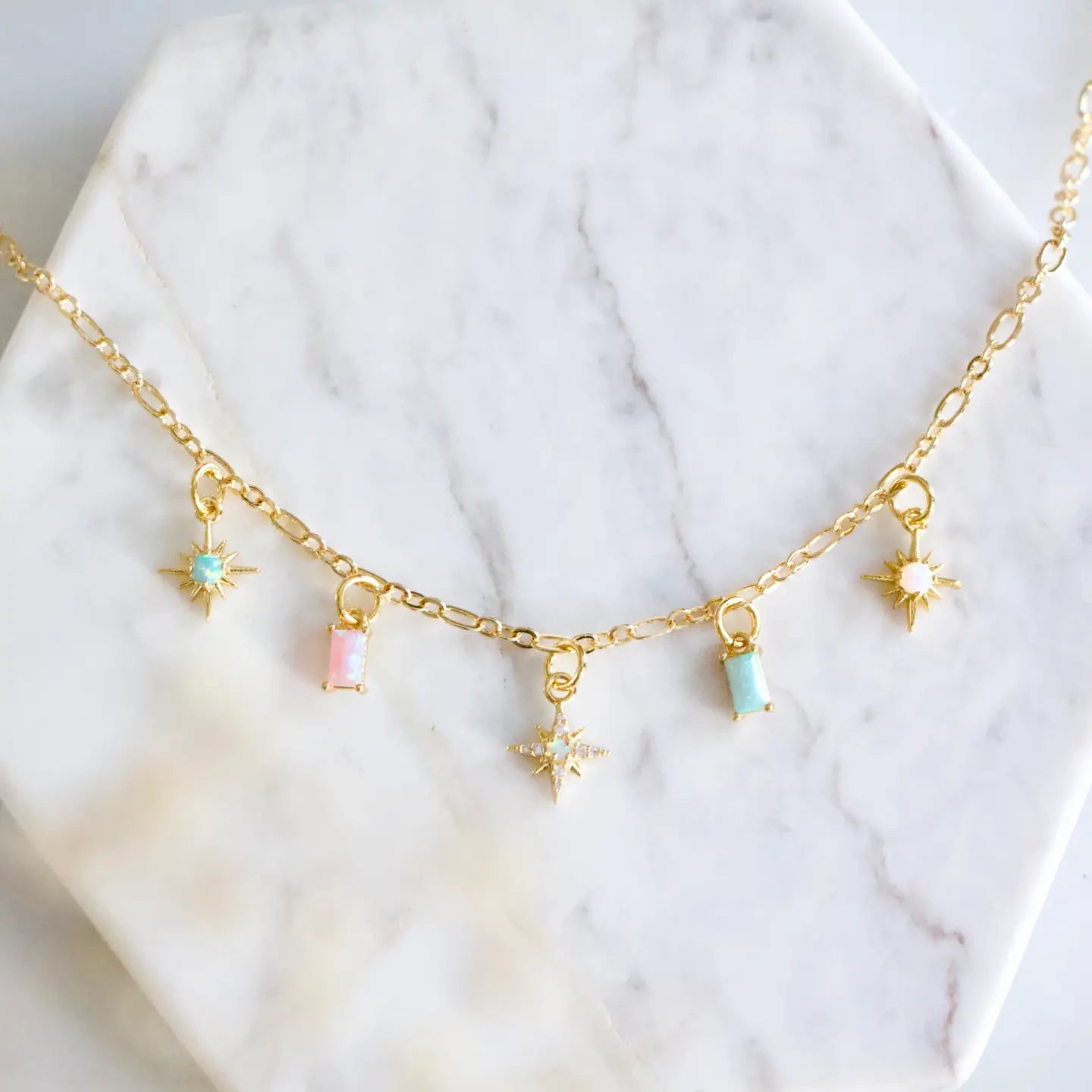 Opal Star Charm Necklace