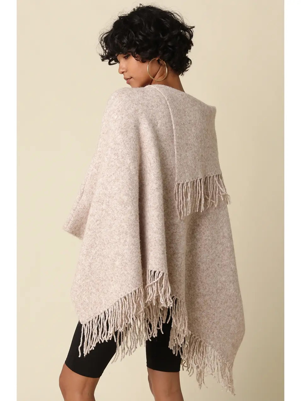 Felicia Fringe Knit Poncho