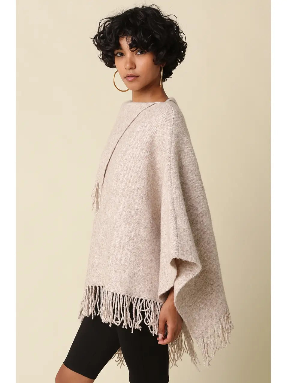 Felicia Fringe Knit Poncho