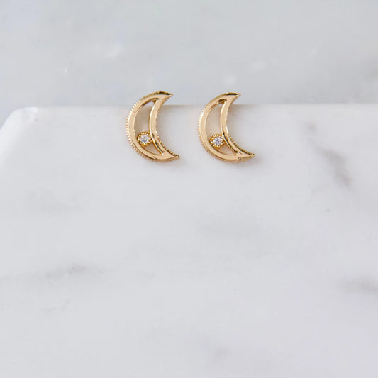 Zircon Moon Earring